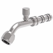FJ3230-03-0808S E-Z Clip System by Danfoss | Female O-Ring 45° Elbow (Long Pilot) with Switch Port (7/16-20 thd) | A/C Refrigeration Fitting | -08 Female O-Ring Long Pilot x -08 Hose Barb | Steel