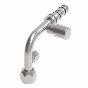 FJ3366-01-0810S E-Z Clip System by Danfoss | Female SAE with R134a C/Port & Switch Port (1/8-27 thd) 90° Elbow | A/C Refrigeration Fitting | -08 Female UNF x -10 Hose Barb | Steel