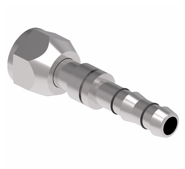 FJ3408-1212S E-Z Clip System by Danfoss | Female O-Ring Metric (Long Pilot) | A/C Refrigeration Fitting | -12 Female O-Ring Metric Long Pilot x -12 Hose Barb | Steel