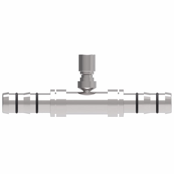 FJ3427-0808S E-Z Clip System by Danfoss | Splicer with High Side Switch Port (M10 X 1.25) | A/C Refrigeration Fitting | -08 Hose Barb x -08 Hose Barb | Steel