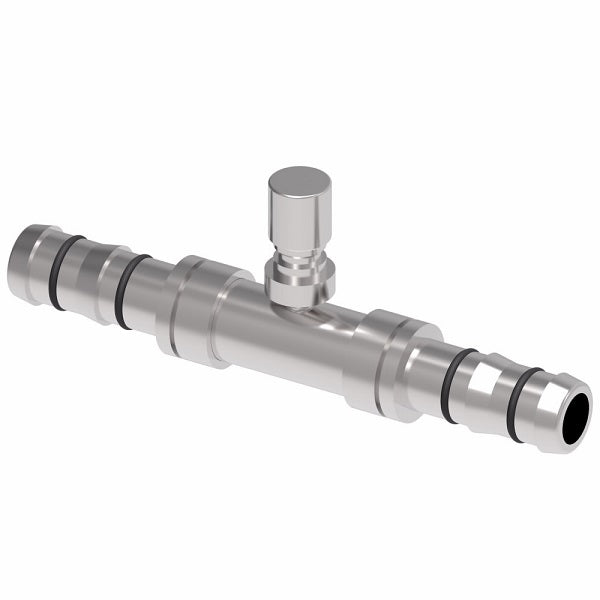 FJ3428-1212S E-Z Clip System by Danfoss | Splicer with Low Side Switch Port (M12 X 1.25) | A/C Refrigeration Fitting | -12 Hose Barb x -12 Hose Barb | Steel