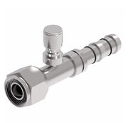 FJ3461-02-1012S E-Z Clip System by Danfoss | Female O-Ring (Long Pilot) with Switch Port (M12 X 1.25) | A/C Refrigeration Fitting | -10 Female O-Ring Long Pilot x -12 Hose Barb | Steel