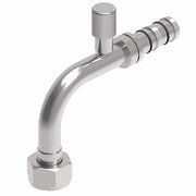 FJ3510-1012S E-Z Clip System by Danfoss | Female Rotalok with R134a Low Side Port 90° Elbow | A/C Refrigeration Fitting | -10 Female Rotalok x -12 Hose Barb | Steel