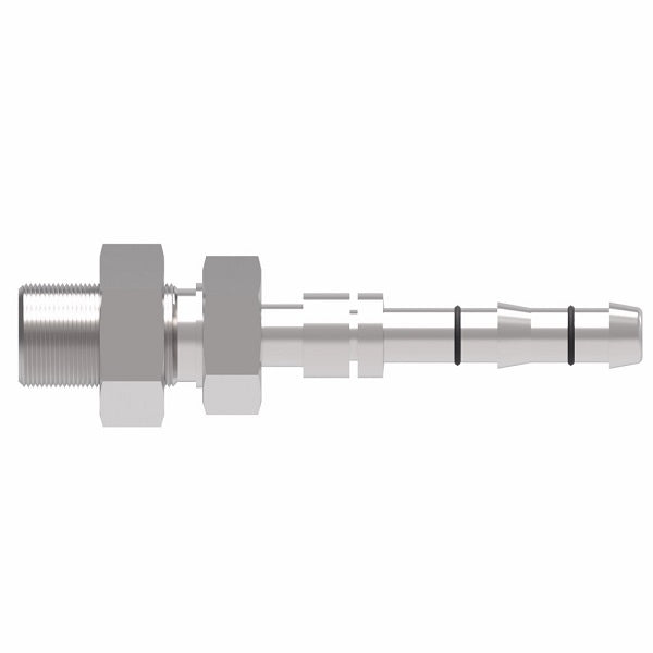 FJ3513-1010S E-Z Clip System by Danfoss | Male O-Ring Pilot Bulkhead | A/C Refrigeration Fitting | -10 Male O-Ring Pilot x -10 Hose Barb | Steel