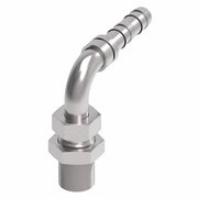 FJ3514-1010S E-Z Clip System by Danfoss | Male O-Ring Pilot Bulkhead 90° Elbow | A/C Refrigeration Fitting | -10 Male O-Ring Pilot x -10 Hose Barb | Steel