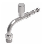 FJ3611-01-0808S E-Z Clip System by Danfoss | Male MIO (Male Insert O-Ring) 90° Elbow with R134a High Side Port | A/C Refrigeration Fitting | -08 Male MIO x -08 Hose Barb| Steel