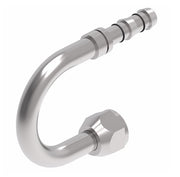 FJ3623-0808S E-Z Clip System by Danfoss | Female O-Ring (Long Pilot) 180° Elbow | A/C Refrigeration Fitting | -08 Female O-Ring Long Pilot x -08 Hose Barb | Steel