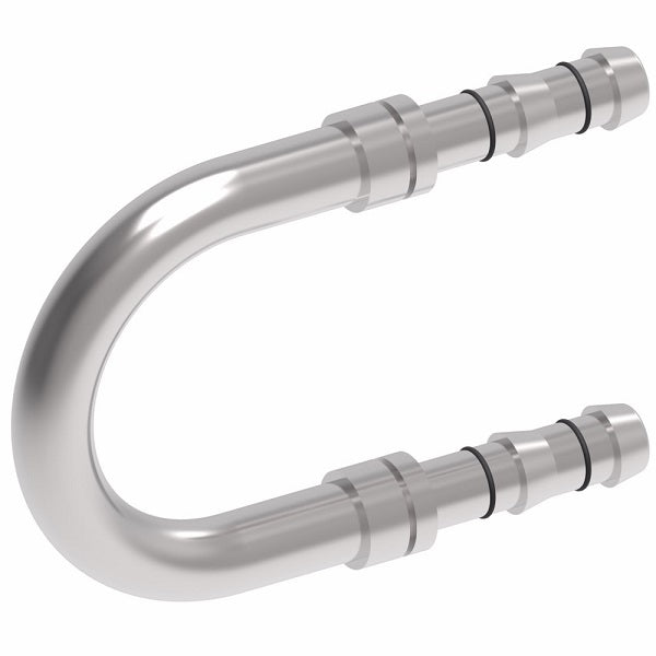 FJ3624-0808S E-Z Clip System by Danfoss | Splicer 180° Elbow | A/C Refrigeration Fitting | -08 Hose Barb x -08 Hose Barb | Steel