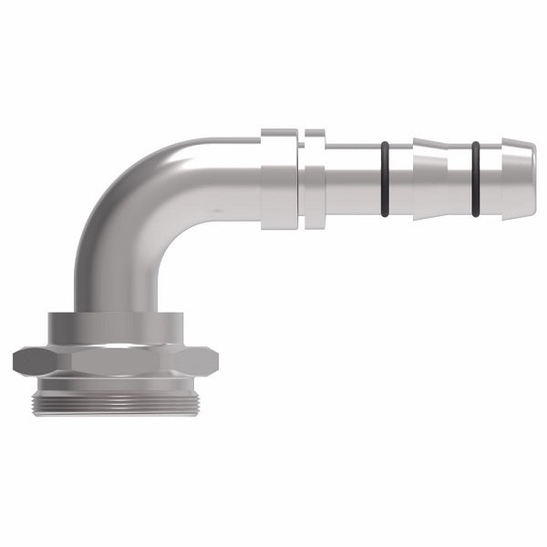 FJ3914-03-1210S E-Z Clip System by Danfoss | Male 5400 Coupling Thread 90° Elbow | A/C Refrigeration Fitting | -12 Male 5400 Coupling Thread x -10 Hose Barb | Steel