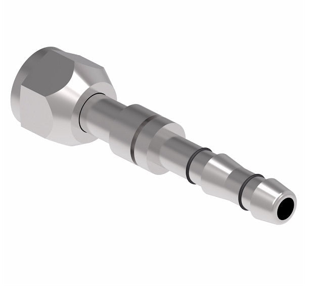FJ5984-0608S E-Z Clip System by Danfoss | Female O-Ring (Short Pilot) | A/C Refrigeration Fitting | -06 Female O-Ring Short Pilot x -08 Hose Barb | Steel
