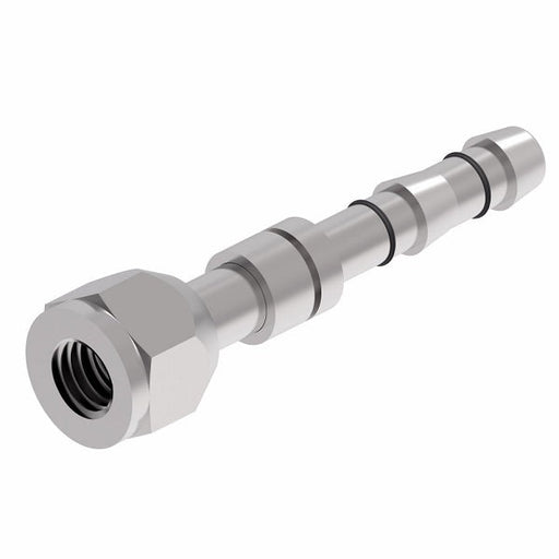 FJ5984-0606S E-Z Clip System by Danfoss | Female O-Ring (Short Pilot) | A/C Refrigeration Fitting | -06 Female O-Ring Short Pilot x -06 Hose Barb | Steel