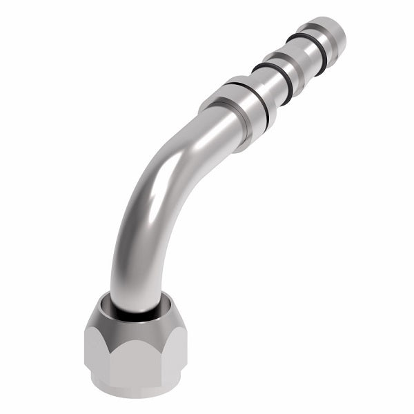 FJ5985-0810S E-Z Clip System by Danfoss | Female O-Ring 90° Elbow (Short Pilot) | A/C Refrigeration Fitting | -08 Female O-Ring Short Pilot x -10 Hose Barb | Steel