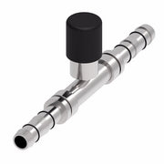 FJ5986-1010S E-Z Clip System by Danfoss | Splicer with R134a Low Side Port | A/C Refrigeration Fitting | -10 Hose Barb x -10 Hose Barb | Steel