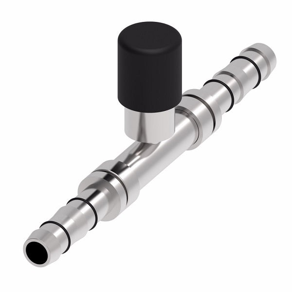 FJ5986-1010S E-Z Clip System by Danfoss | Splicer with R134a Low Side Port | A/C Refrigeration Fitting | -10 Hose Barb x -10 Hose Barb | Steel