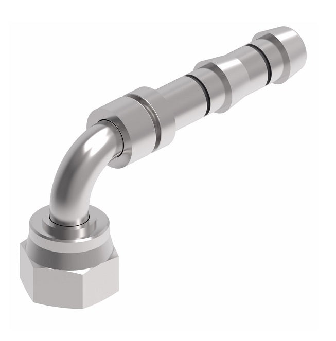 GA23913-10-12 E-Z Clip System by Danfoss | Female ORS Swivel Metric Hex Nut 90° Elbow | A/C Refrigeration Fitting | -10 Female O-Ring Face Seal Swivel x -12 Hose Barb | Steel