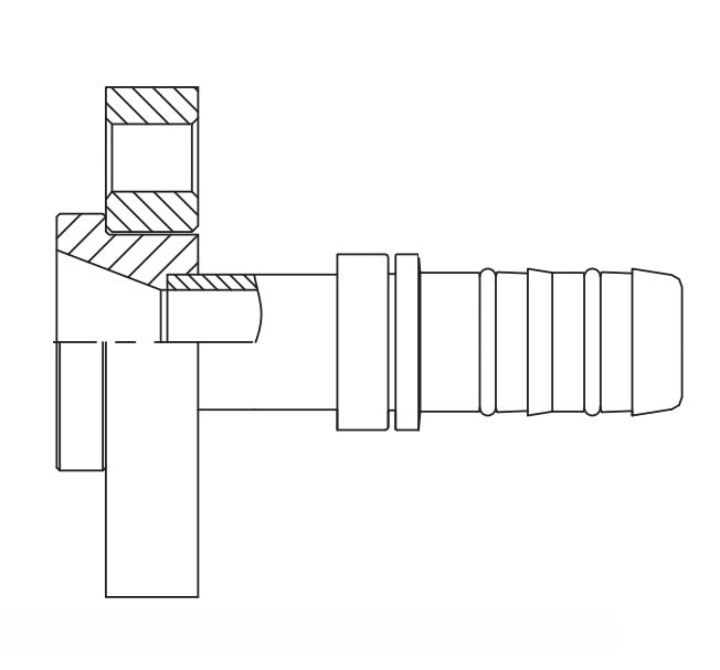 GA24335-22-16 E-Z Clip System by Danfoss | Bock Compressor Fitting | A/C Refrigeration Fitting | -22 Bock Compressor End x -16 Hose Barb | Steel