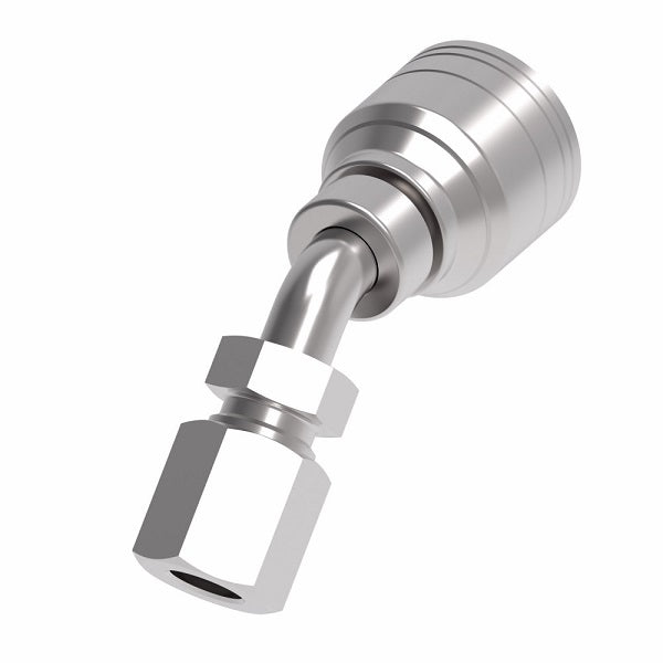 1AA6MTA6 Ermeto by Danfoss | 7000 Series | Flareless Tube 45° Elbow (MTA) TTC Crimp Fitting | -06 Flareless Tube x -06 Hose Barb | Steel