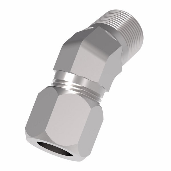 7355X10 Ermeto by Danfoss | 7000 Series | Male 45° Elbow Connector | 1/2" Male NPTF x 5/8" Tube OD | Steel