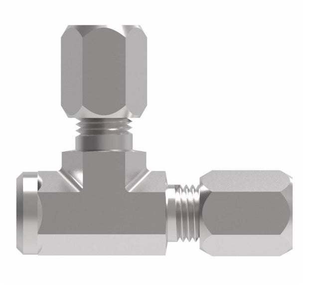 7805X8 Ermeto by Danfoss | 7000 Series | Female NPTF Run/Tube Tee | 1/2" Tube OD x 3/8" Female NPTF x 1/2" Tube OD | Steel
