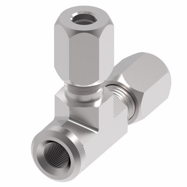 7805X6 Ermeto by Danfoss | 7000 Series | Female NPTF Run/Tube Tee | 3/8" Tube OD x 1/4" Female NPTF x 3/8" Tube OD | Steel