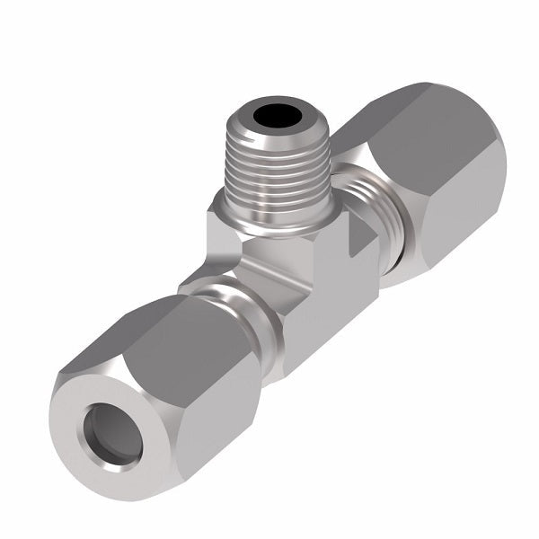B7605X4X4X4 Ermeto by Danfoss | 7000 Series | Male Pipe Branch/Tube Tee (Body Only) | 1/4" Tube OD x 1/4" Tube OD x 1/4" Male NPTF | Steel