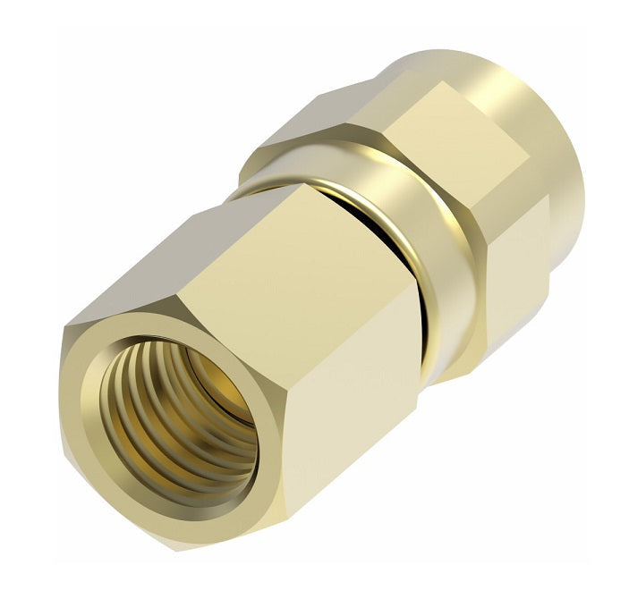 00904B-604 Weatherhead by Danfoss | Female 37° JIC Swivel Field Attachable Fitting | 009 "B" Series | -04 Female 37° JIC Swivel x -04 Reusable Hose End | Brass