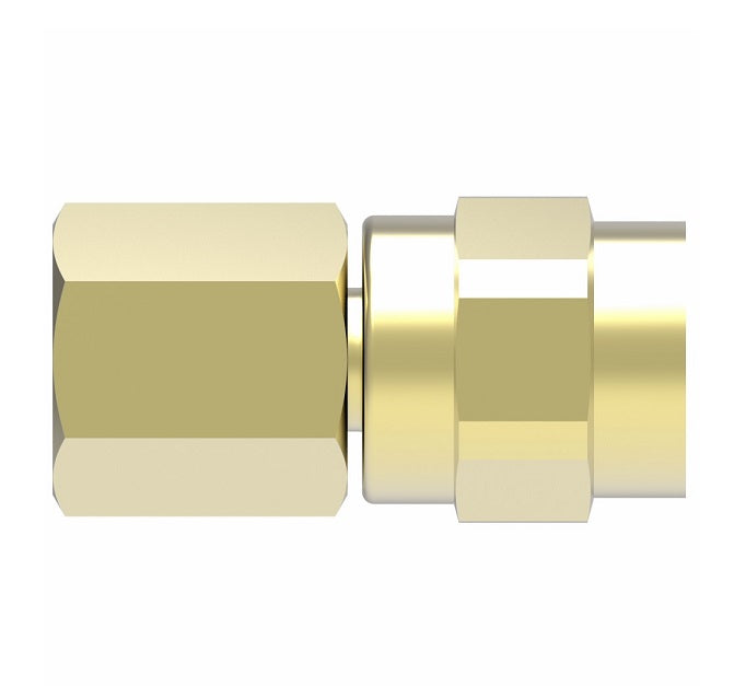 00904B-604 Weatherhead by Danfoss | Female 37° JIC Swivel Field Attachable Fitting | 009 "B" Series | -04 Female 37° JIC Swivel x -04 Reusable Hose End | Brass
