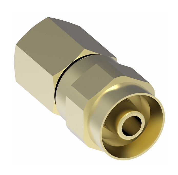 00904B-604 Weatherhead by Danfoss | Female 37° JIC Swivel Field Attachable Fitting | 009 "B" Series | -04 Female 37° JIC Swivel x -04 Reusable Hose End | Brass