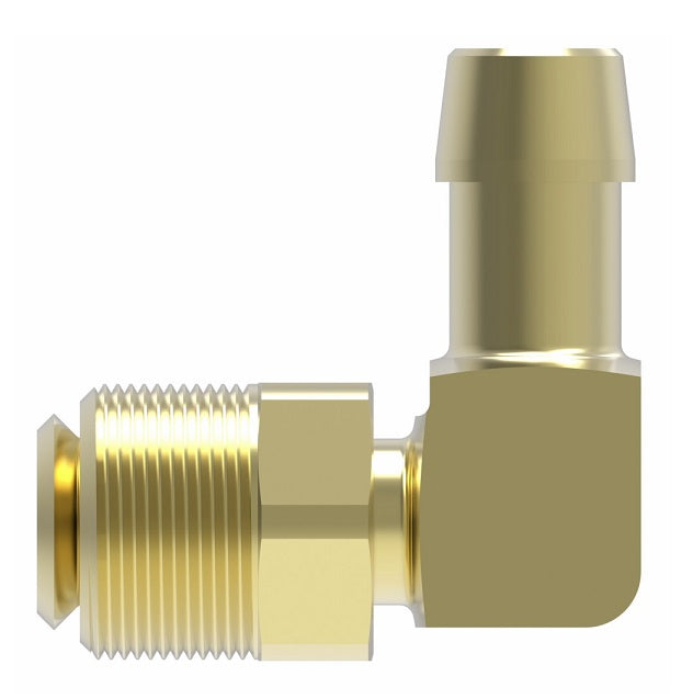 05706B-B65 Weatherhead by Danfoss | Inverted Male Swivel 90° Elbow Field Attachable Fitting | 057 'B' Series | 5/16" Male UNF x -06 Reusable Hose End | Brass