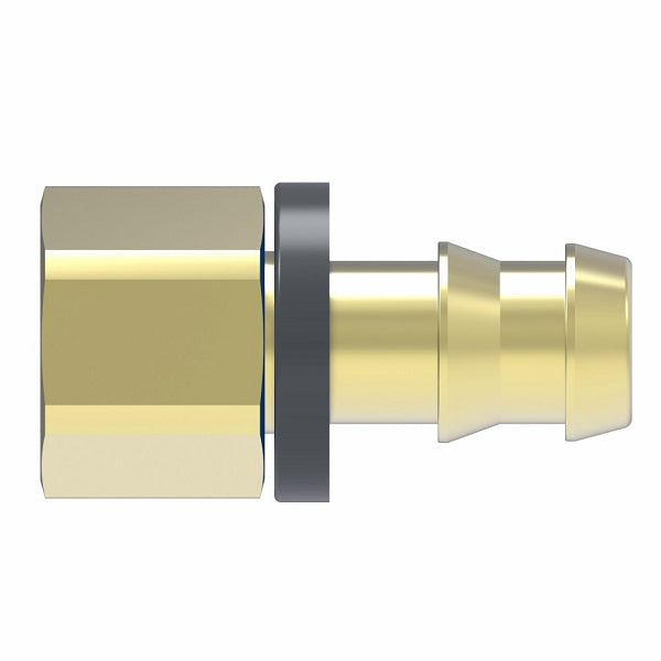 10006B-A06 Weatherhead by Danfoss | Female Inverted Rigid Field Attachable Push-On Fitting | 100 'B' Series Barb-Tite | -06 Female Inverted x -06 Push-On Hose Barb | Brass