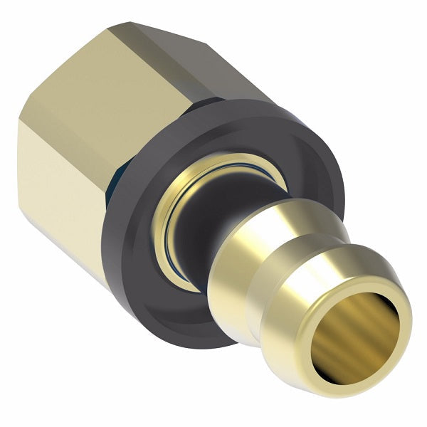 10006B-A05 Weatherhead by Danfoss | Female Inverted Rigid Field Attachable Push-On Fitting | 100 'B' Series Barb-Tite | -05 Female Inverted x -06 Push-On Hose Barb | Brass