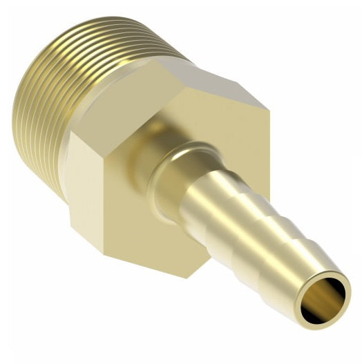 10504B-104 Weatherhead by Danfoss | Male Pipe (PTF Short) Field Attachable Fitting | 105 'B' Series Barb-Tite | -04 Male Pipe (PTF Short) x -04 Push-On Hose Barb | Brass