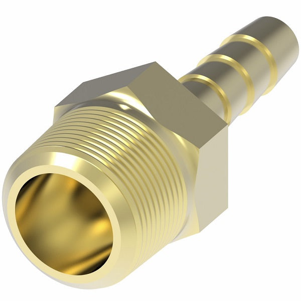 10504B-104 Weatherhead by Danfoss | Male Pipe (PTF Short) Field Attachable Fitting | 105 'B' Series Barb-Tite | -04 Male Pipe (PTF Short) x -04 Push-On Hose Barb | Brass