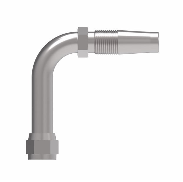 185263-4S Weatherhead by Danfoss | Female 37° JIC Swivel Long Drop 90° Elbow Field Attachable Fitting for 1 & 2 Wire Braided Hose | Nipple Assembly | -04 Female 37° JIC Swivel x -04 Reusable Hose End | Steel