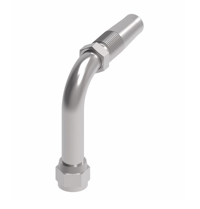 185263-6S Weatherhead by Danfoss | Female 37° JIC Swivel Long Drop 90° Elbow Field Attachable Fitting for 1 & 2 Wire Braided Hose | Nipple Assembly | -06 Female 37° JIC Swivel x -06 Reusable Hose End | Steel
