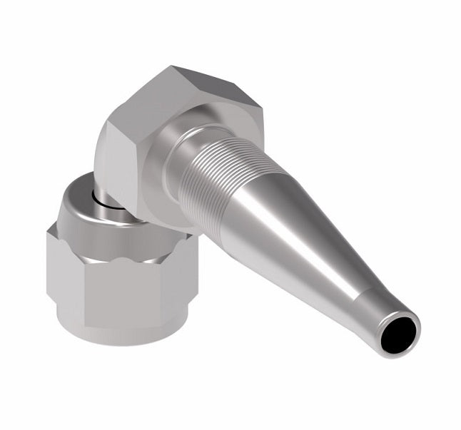 185264-12S Weatherhead by Danfoss | Female 37° JIC Swivel Short Drop 90° Elbow Field Attachable Fitting for 1 & 2 Wire Braided Hose | Nipple Assembly | -12 Female 37° JIC Swivel x -12 Reusable Hose End | Steel