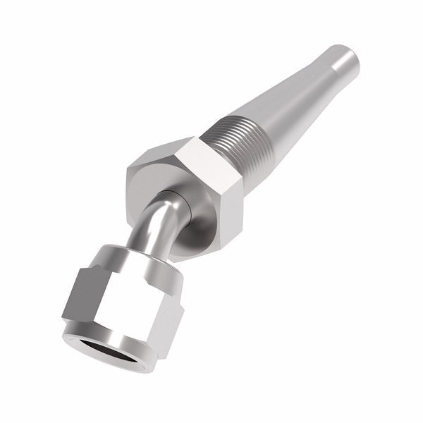 185287-10S Weatherhead by Danfoss | Female 37° JIC Swivel 45° Elbow Field Attachable Fitting for 1 Wire Braided Hose | Nipple Assembly | -10 Female 37° JIC Swivel x -10 Reusable Hose End | Steel