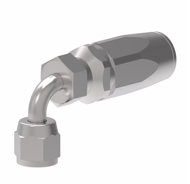 1RA4FJB4 Weatherhead by Danfoss | Female 37° JIC Swivel Short Drop 90° Elbow Field Attachable Fitting for 1 Wire Braided Hose | 1R Series | Complete Fitting | -04 Female 37° JIC Swivel x -04 Reusable Hose End | Steel