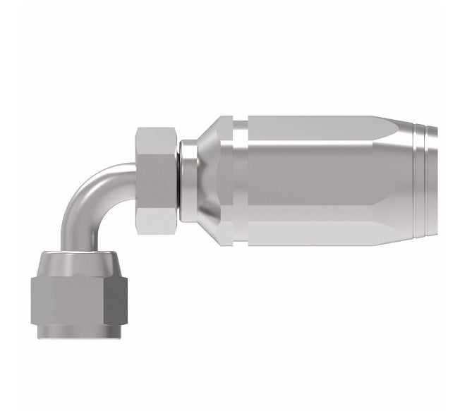 2RA12FJB12 Weatherhead by Danfoss | Female 37° JIC Swivel Short Drop 90° Elbow Field Attachable Fitting for 2 Wire Braided Hose | 2R Series | Complete Fitting | -12 Female 37° JIC Swivel x -12 Reusable Hose End | Steel
