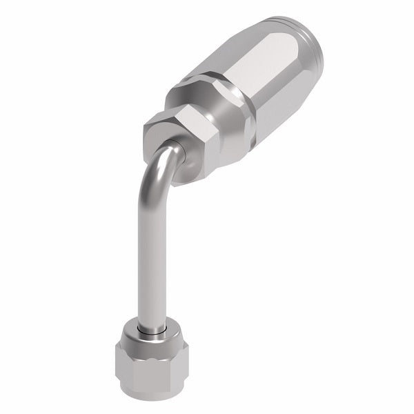 2RA6FJC6 Weatherhead by Danfoss | Female 37° JIC Swivel Long Drop 90° Elbow Field Attachable Fitting for 2 Wire Braided Hose | 2R Series | Complete Fitting | -06 Female 37° JIC Swivel x -06 Reusable Hose End | Steel