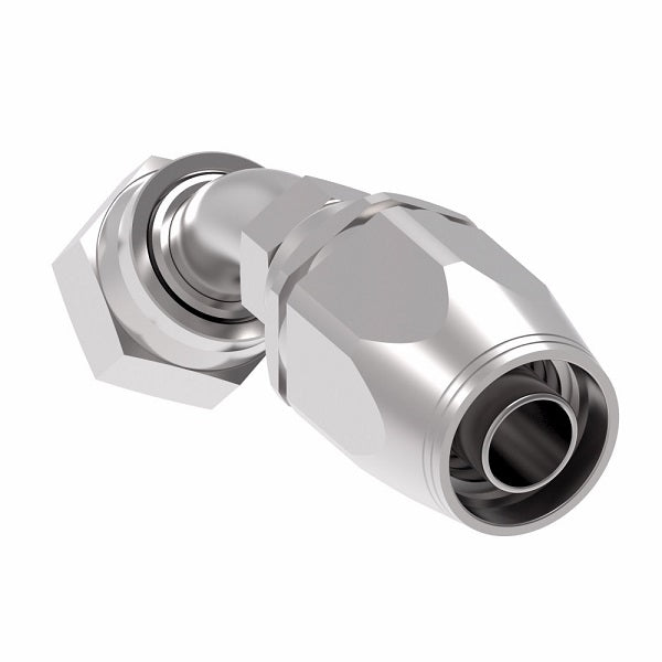 2RA8FRA8 Weatherhead by Danfoss | Female ORS Swivel 45° Elbow Field Attachable Fitting for 2 Wire Braided Hose | 2R Series | Complete Fitting | -08 Female O-Ring Face Seal Swivel x -08 Reusable Hose End | Steel