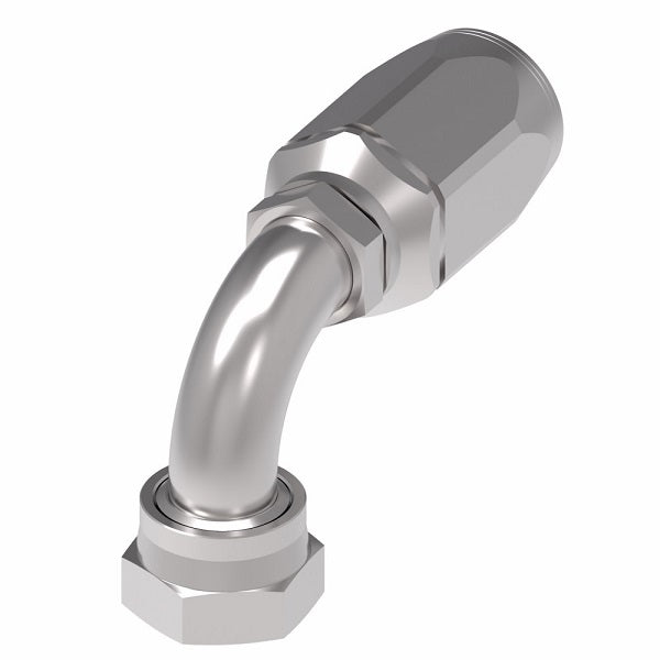 2RA4FRB4 Weatherhead by Danfoss | Female ORS Swivel 90° Elbow Field Attachable Fitting for 2 Wire Braided Hose | 2R Series | Complete Fitting | -04 Female O-Ring Face Seal Swivel x -04 Reusable Hose End | Steel