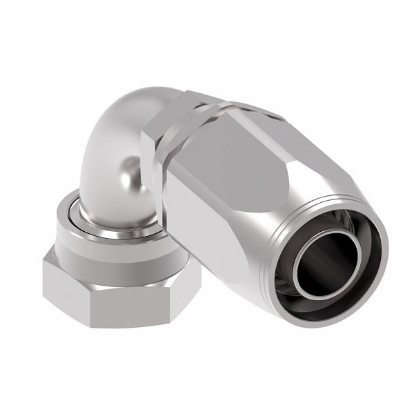 2RA8FRB8 Weatherhead by Danfoss | Female ORS Swivel 90° Elbow Field Attachable Fitting for 2 Wire Braided Hose | 2R Series | Complete Fitting | -08 Female O-Ring Face Seal Swivel x -08 Reusable Hose End | Steel