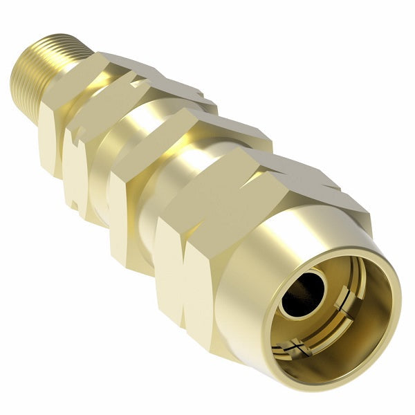 33806B-Y86 Weatherhead by Danfoss | Female Connector with Adapter Field Attachable Fitting | 338 'B' Series DOT | -06 Male NPTF x -06 Reusable Hose End | Brass