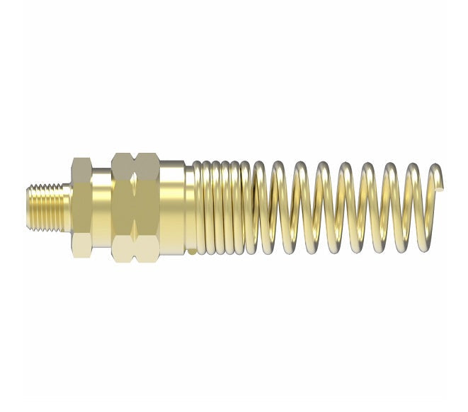 33808B-Y36 Weatherhead by Danfoss | Male Connector with Spring Guard Field Attachable Fitting | 338 'B' Series DOT | -06 Male Pipe (PTF SAE Short) x -08 Reusable Hose End | Brass
