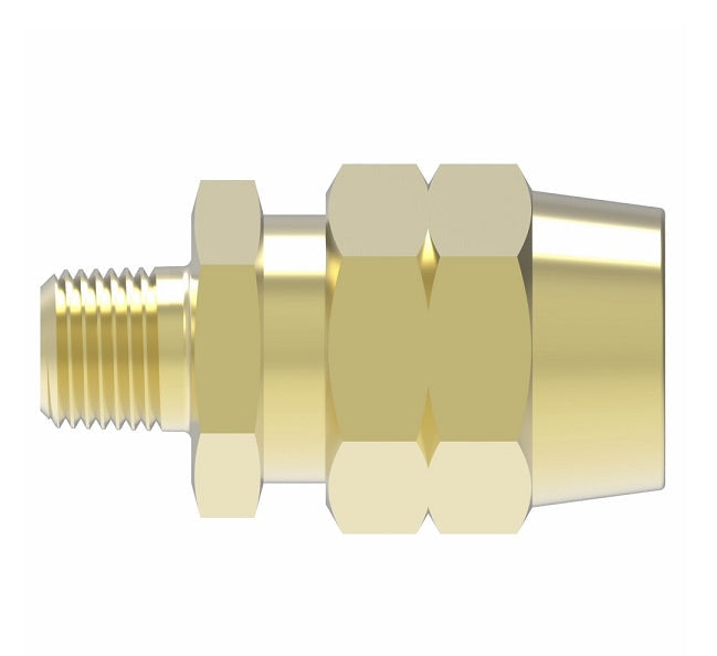 33806B-Y28 Weatherhead by Danfoss | Male Connector Field Attachable Fitting | 338 'B' Series DOT | -08 Male Pipe (PTF SAE Short) x -06 Reusable Hose End | Brass