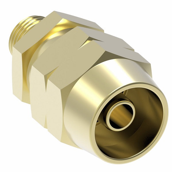 33806B-Y24 Weatherhead by Danfoss | Male Connector Field Attachable Fitting | 338 'B' Series DOT | -04 Male Pipe (PTF SAE Short) x -06 Reusable Hose End | Brass