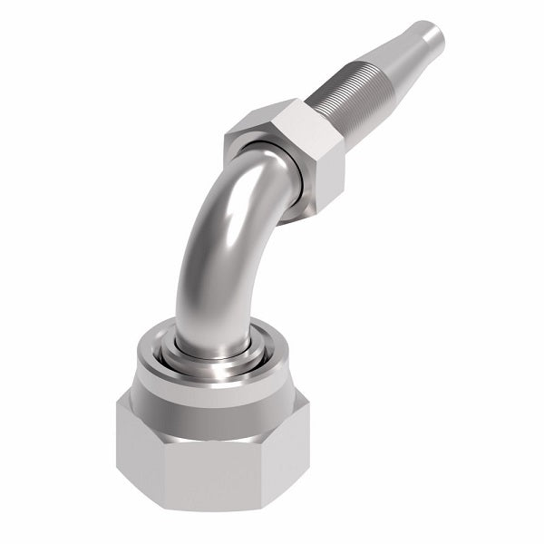 FJ8734-1212S Weatherhead by Danfoss | Female ORS Swivel 90° Elbow Field Attachable Fitting for 1 & 2 Wire Braided Hose | Nipple Assembly | -12 Female O-Ring Face Seal Swivel x -12 Reusable Hose End | Steel