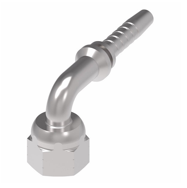 24291-06-06H23ZF Winner by Danfoss | Female ORS Swivel 90° Elbow 2-Piece Hose Crimp Fitting (23mm Drop) | -06 Female O-Ring Face Seal Swivel x -06 Hose Barb | Steel