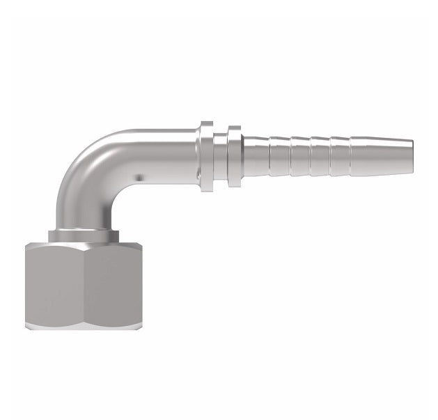 24291-16-16TZF Winner by Danfoss | Female ORS Swivel 90° Elbow 2-Piece Hose Crimp Fitting (with Captive Nut) | -16 Female O-Ring Face Seal Swivel x -16 Hose Barb | Steel